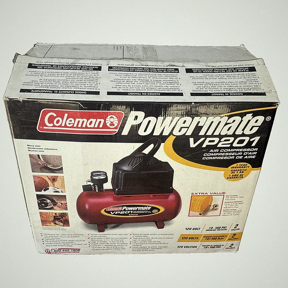 Coleman Powermate VP201 Red/Blk 2Gallon Hot Dog Air Compressor BROKEN HANDLE
