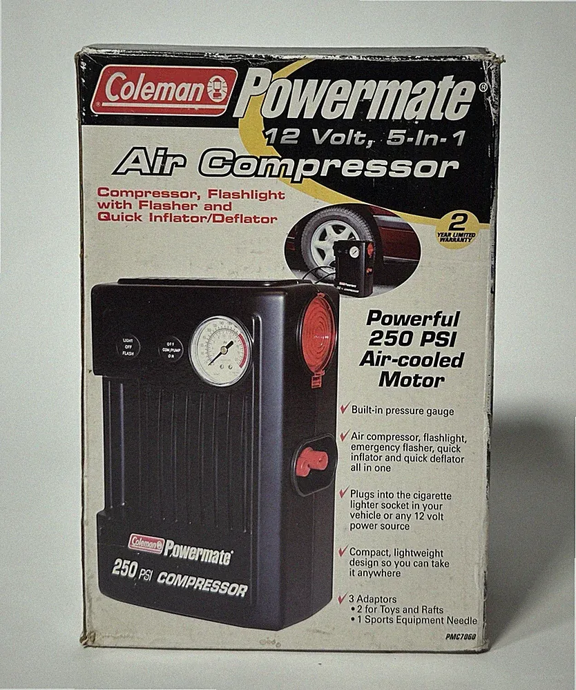 NEW Coleman Powermate 5 in 1 Portable 12V Air Compressor 250 PSI NOS PMC7060