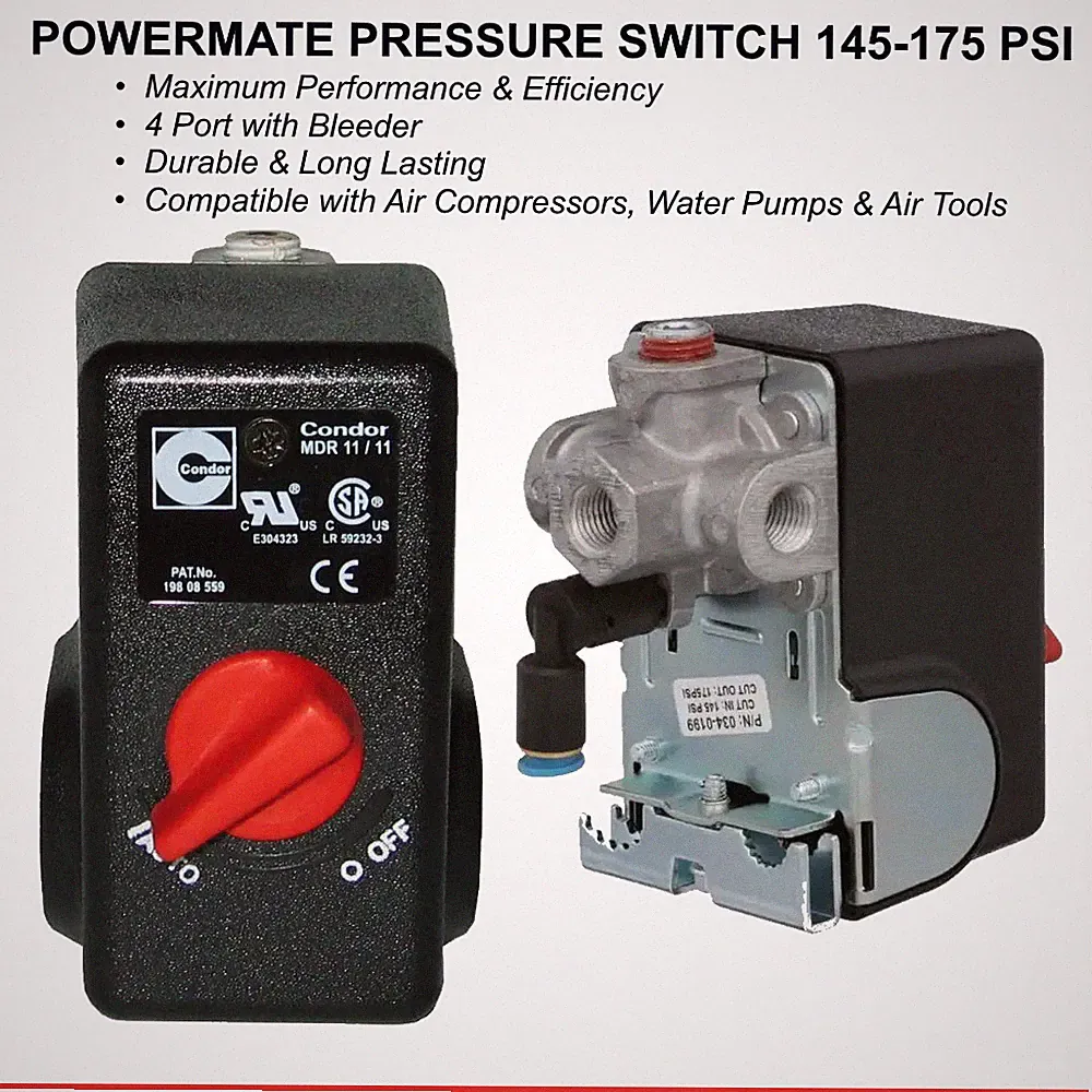 Powermate Pressure Switch 145-175 PSI Compatible w/ Air Compressors Pumps Air To